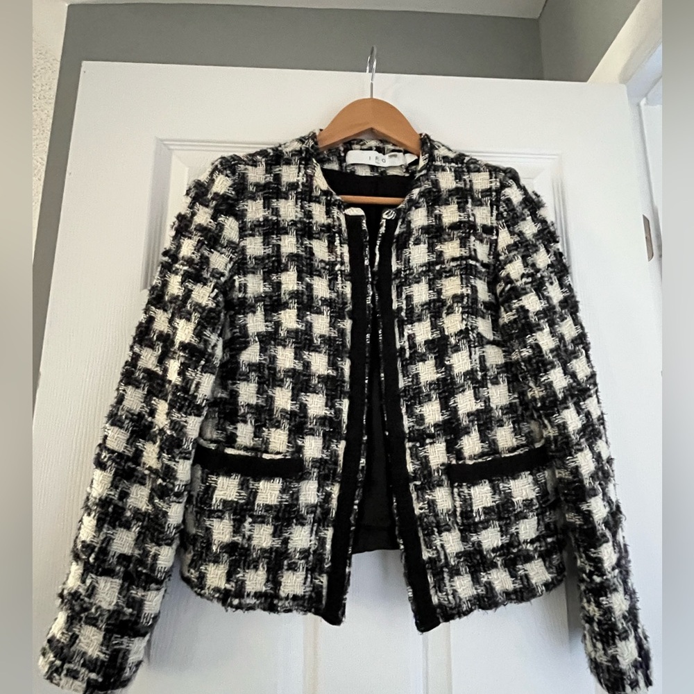 IRO Paris Black and White Tweed Blazer XS